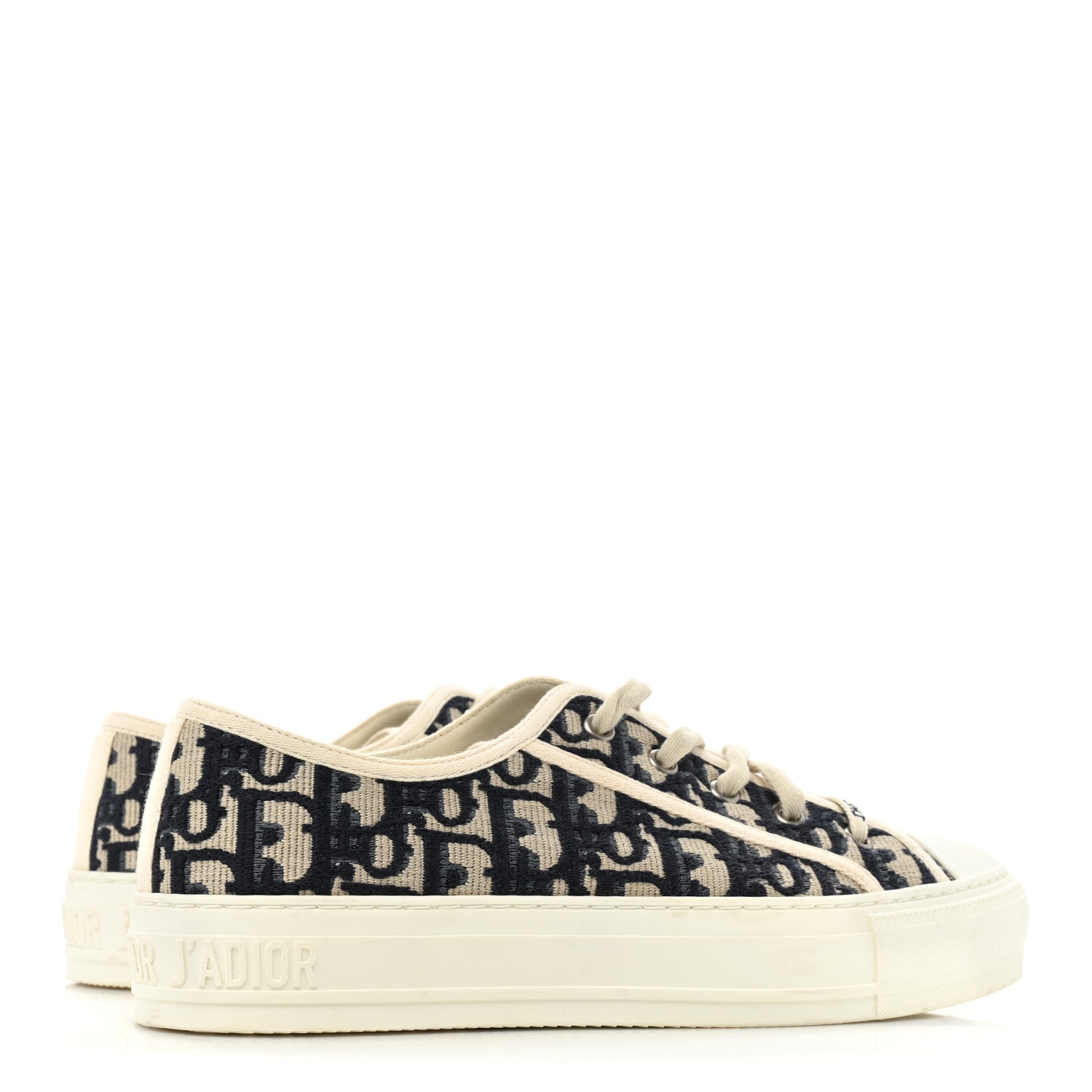 Christian Dior Canvas Oblique Walk'N'Dior Low Top Sneakers 38.5 Deep Blue 5 of 13