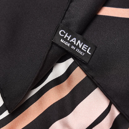 Chanel Silk Quilted Flap Bag CC Scarf Black Ivory Multicolor 3 of 4