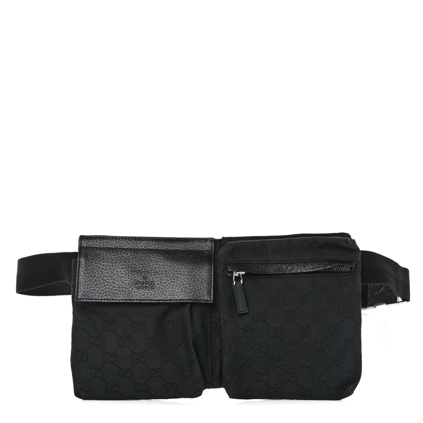 GG Monogram Double Pocket Belt Bag Black