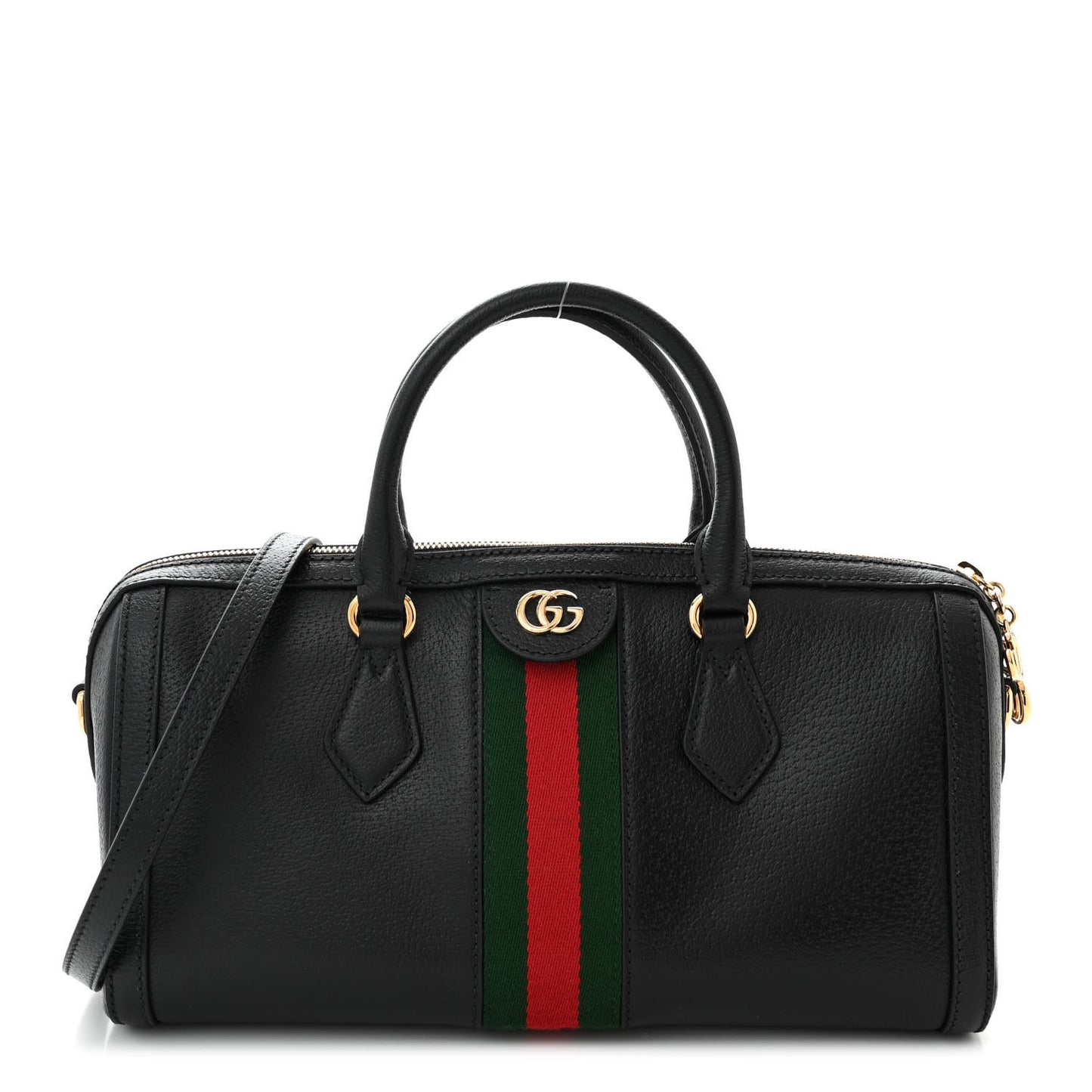 Textured Dollar Calfskin Web Medium Ophidia Boston Black