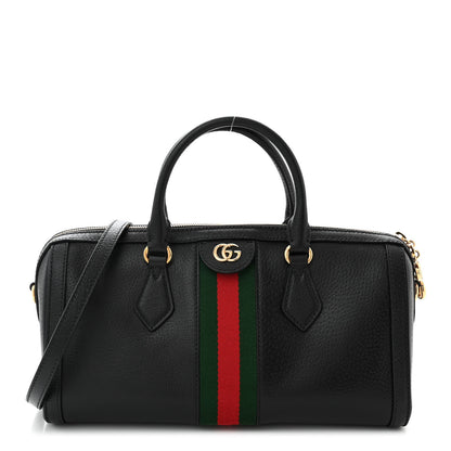 Gucci Textured Dollar Calfskin Web Medium Ophidia Boston Black 1 of 11