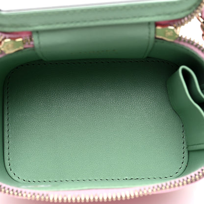 Chanel Lambskin Quilted Top Handle Mini Vanity Case With Chain Pink Green 5 of 10