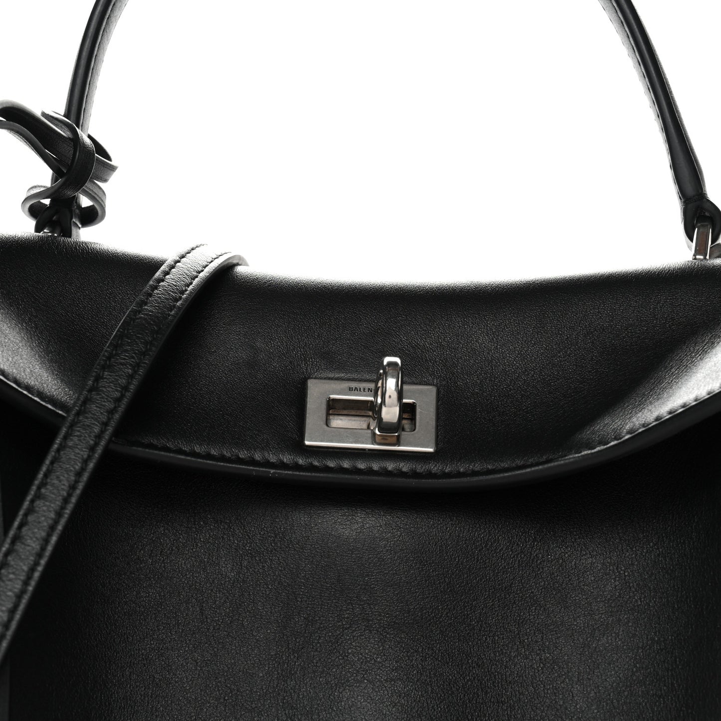 Natural Smooth Calfskin Mini Rodeo Top Handle Handbag Black