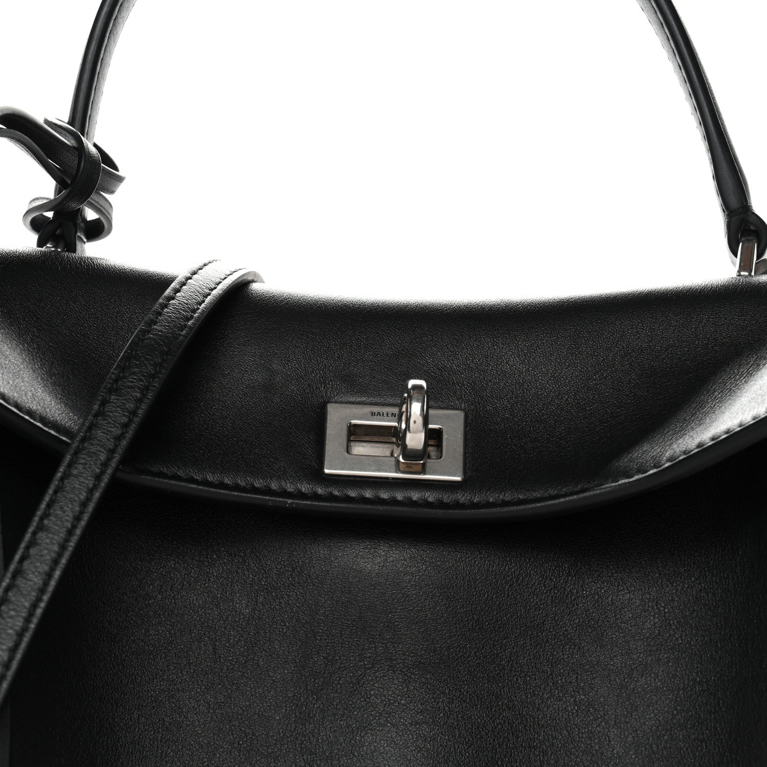 Balenciaga Natural Smooth Calfskin Mini Rodeo Top Handle Handbag Black 8 of 10