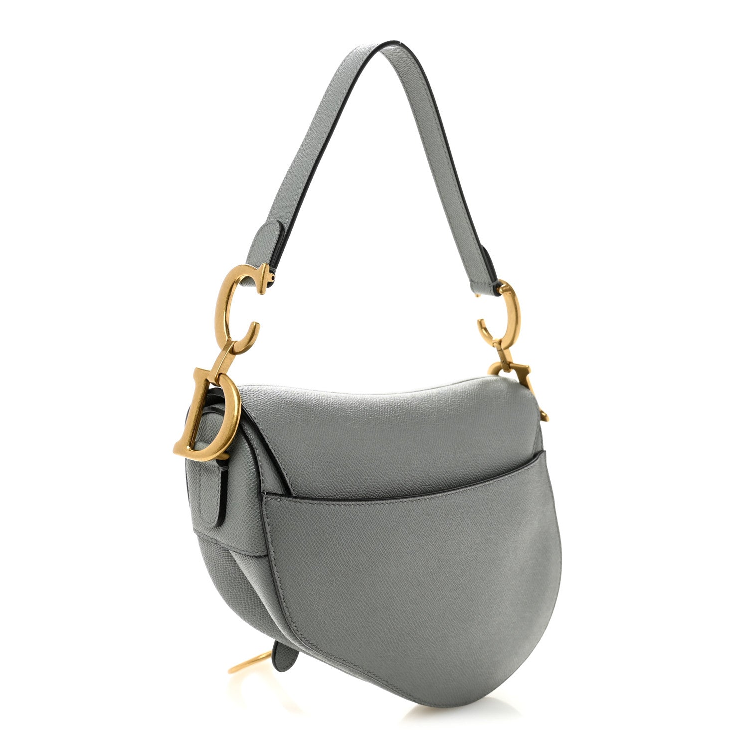 Christian Dior Grained Calfskin Saddle Bag Grey Stone 3 of 10