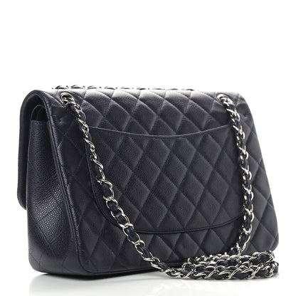 Chanel Caviar Quilted Jumbo Double Flap Navy Blue 2 of 15