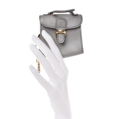 Delvaux Metallic Calfskin Mini Brillant Bag Charm Gris Irise 2 of 9