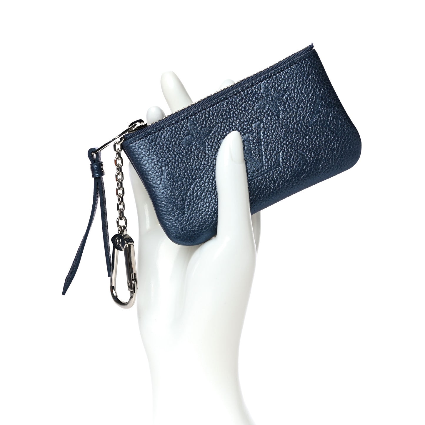 Metallic Empreinte Monogram Giant Key Pouch Navy Nacre