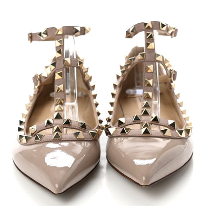 Valentino Garavani Patent Rockstud Cage Ballerina Flats 38 Poudre 2 of 7