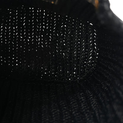 Prada Yarn Raffia Effect Crochet Mini Bucket Bag Black 5 of 9