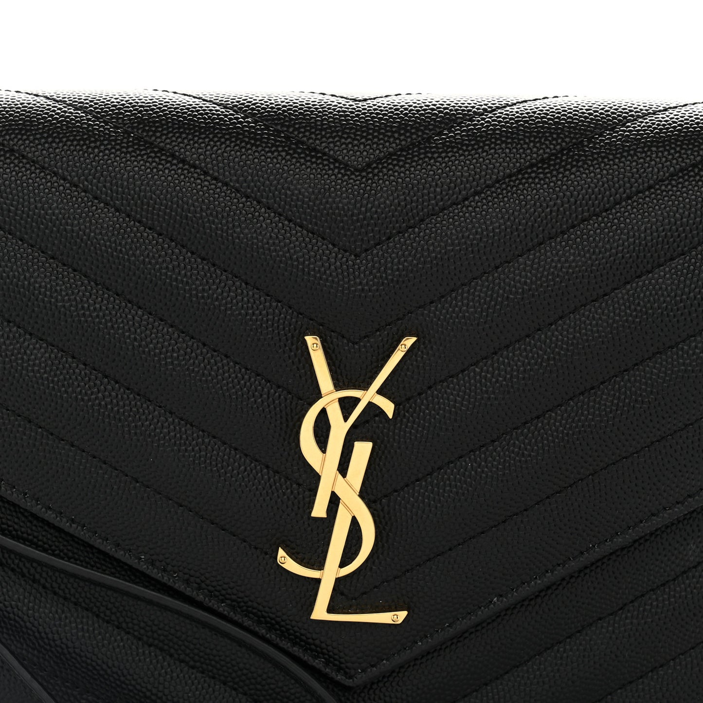 Grain De Poudre Matelasse Chevron Monogram Envelope Clutch Black