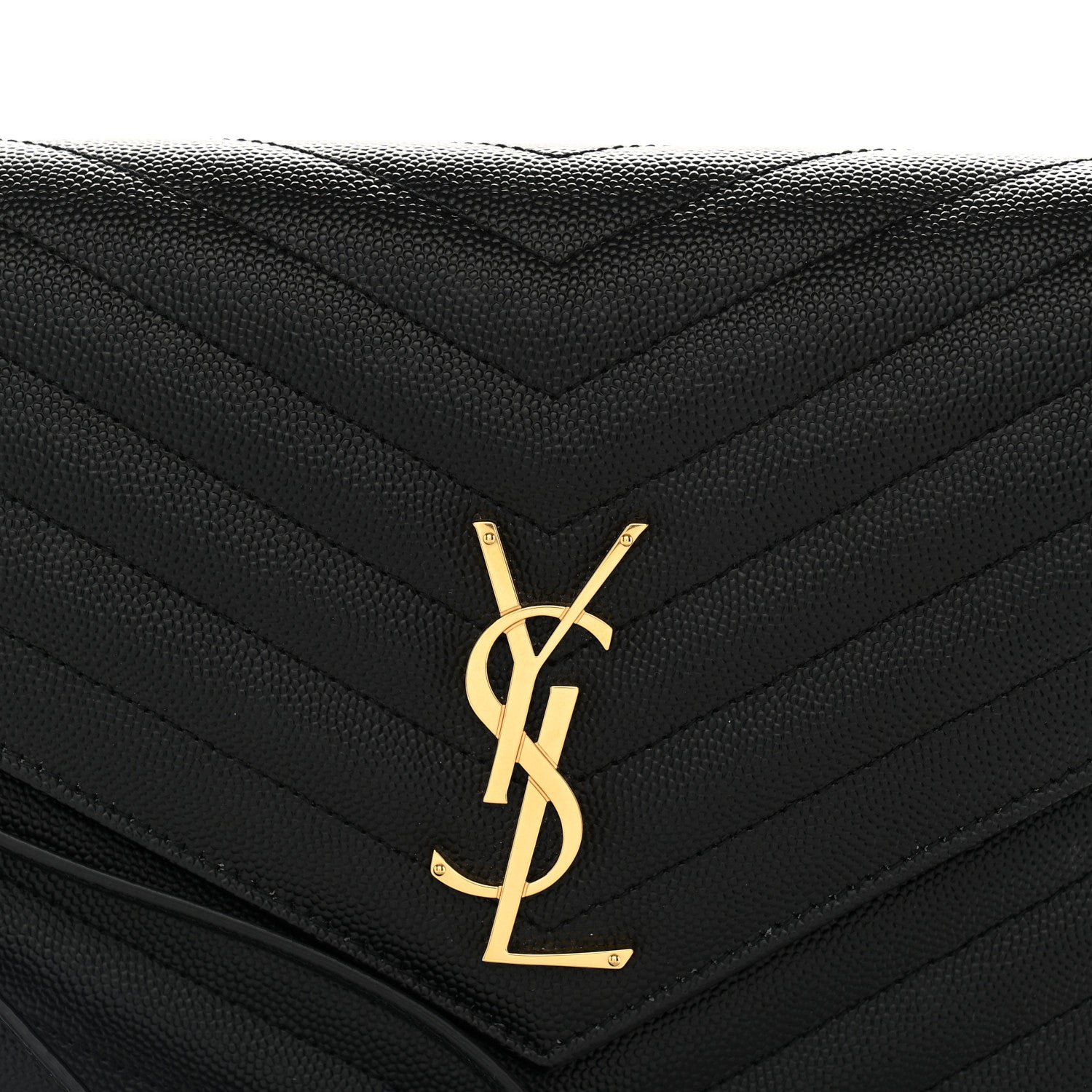 Saint Laurent Grain De Poudre Matelasse Chevron Monogram Envelope Clutch Black 8 of 9