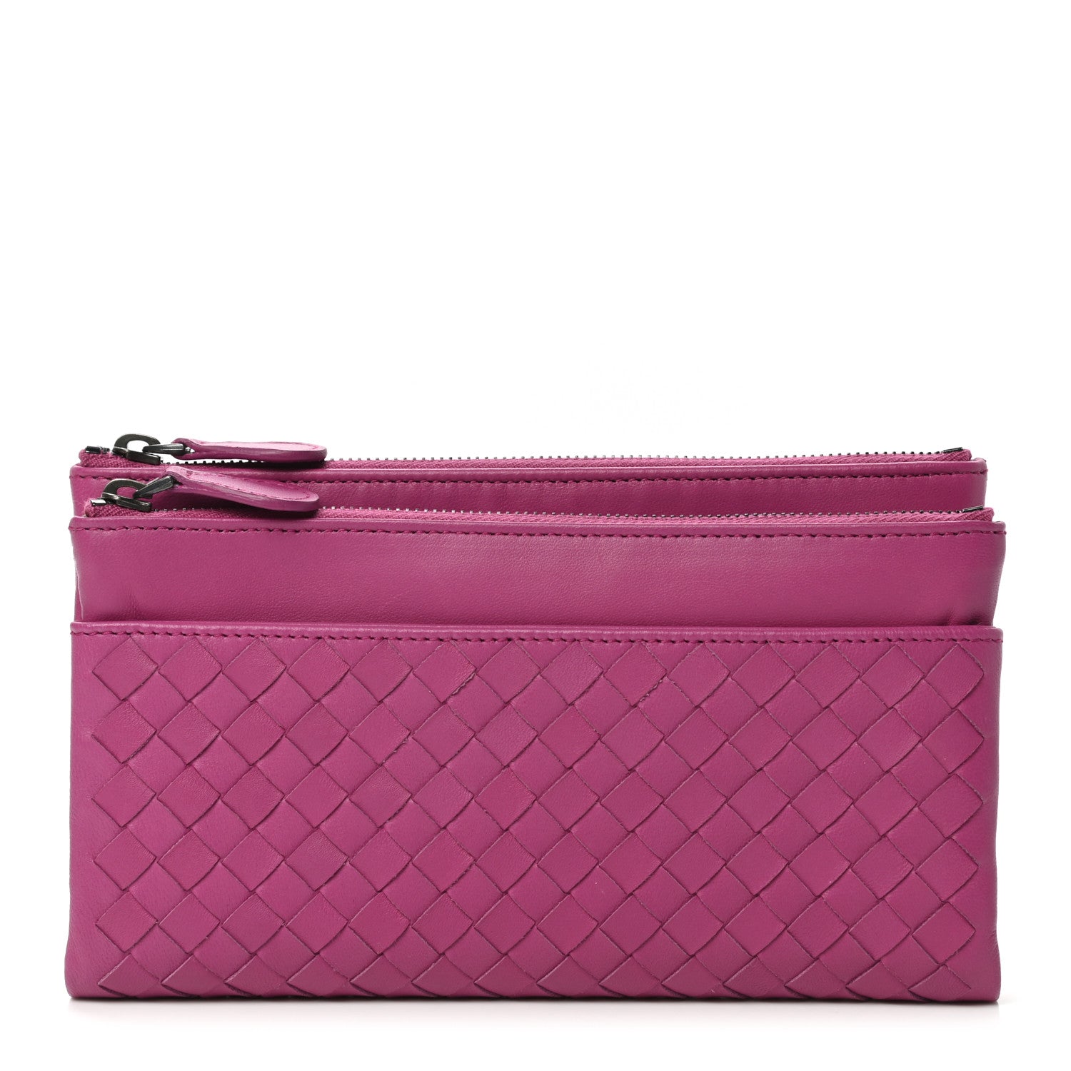 Bottega Veneta Nappa Intrecciato Double Zip Clutch Wallet Ametista 1 of 12