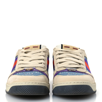 Gucci Calfskin Lame GG Monogram Web Womens Screener Sneakers 39.5 Blue Silver Dusty Milk Shine Purple 3 of 12