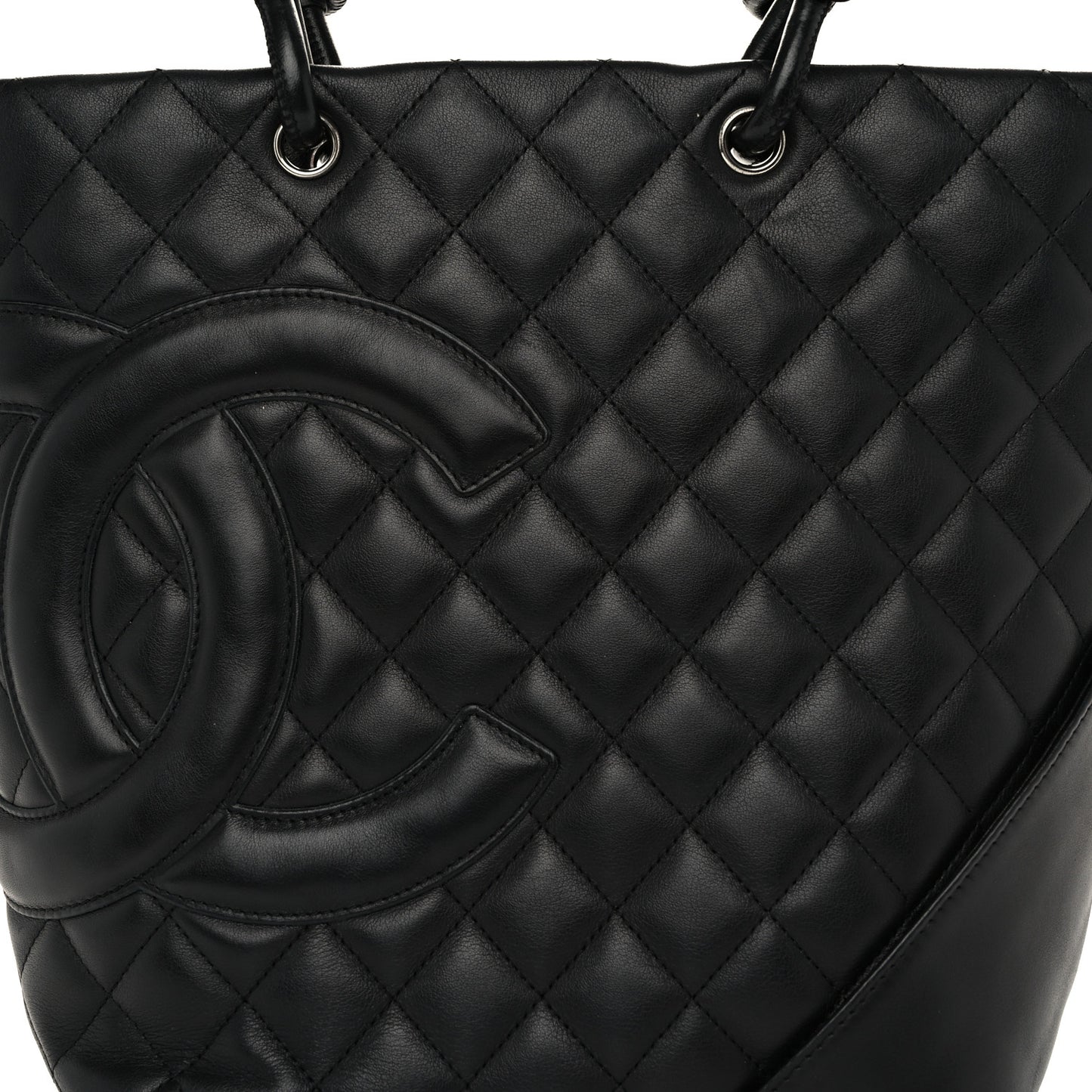 Calfskin Quilted Medium Cambon Tote Black
