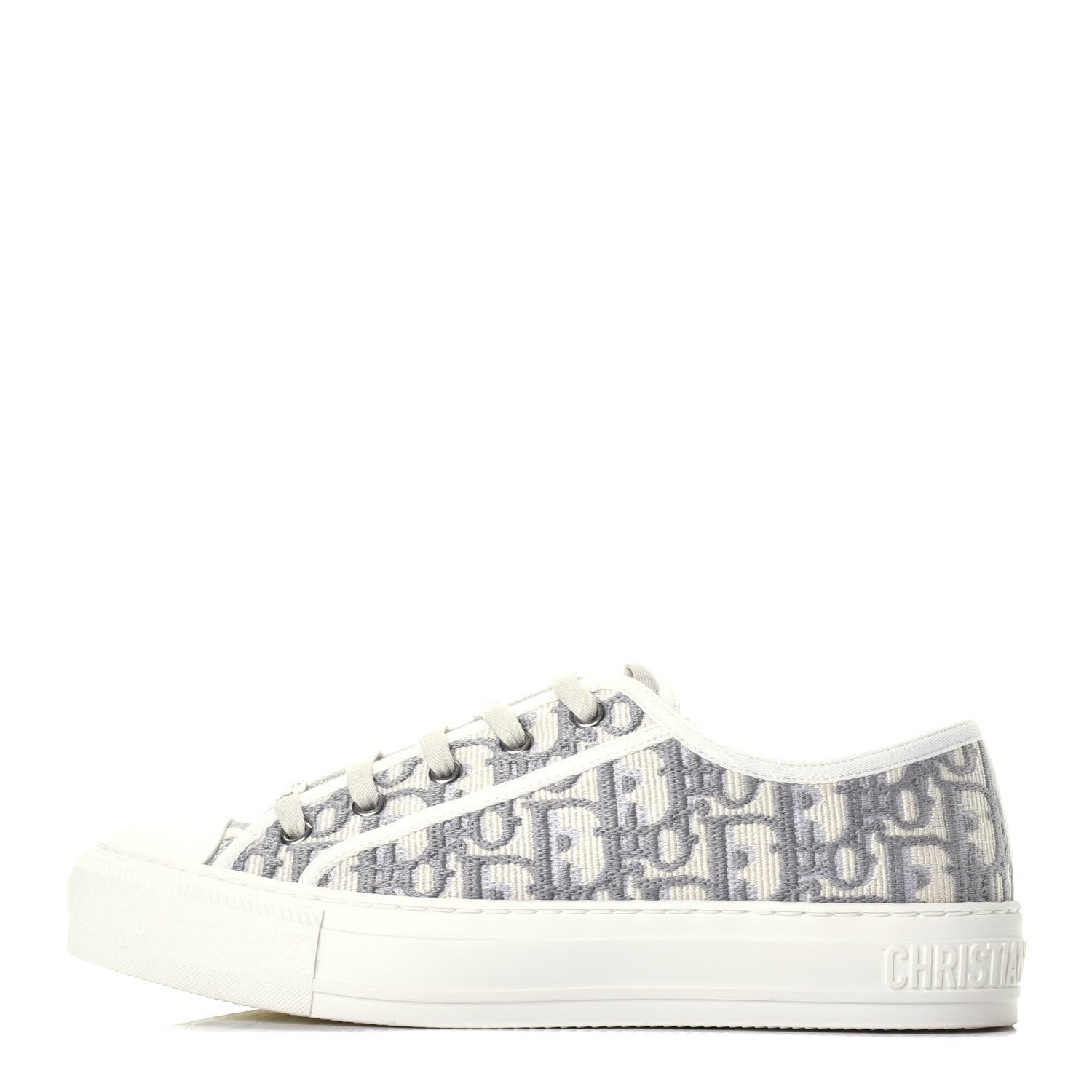 Christian Dior Canvas Oblique Walk'N'Dior Low Top Sneakers 38 Grey Stone 1 of 9