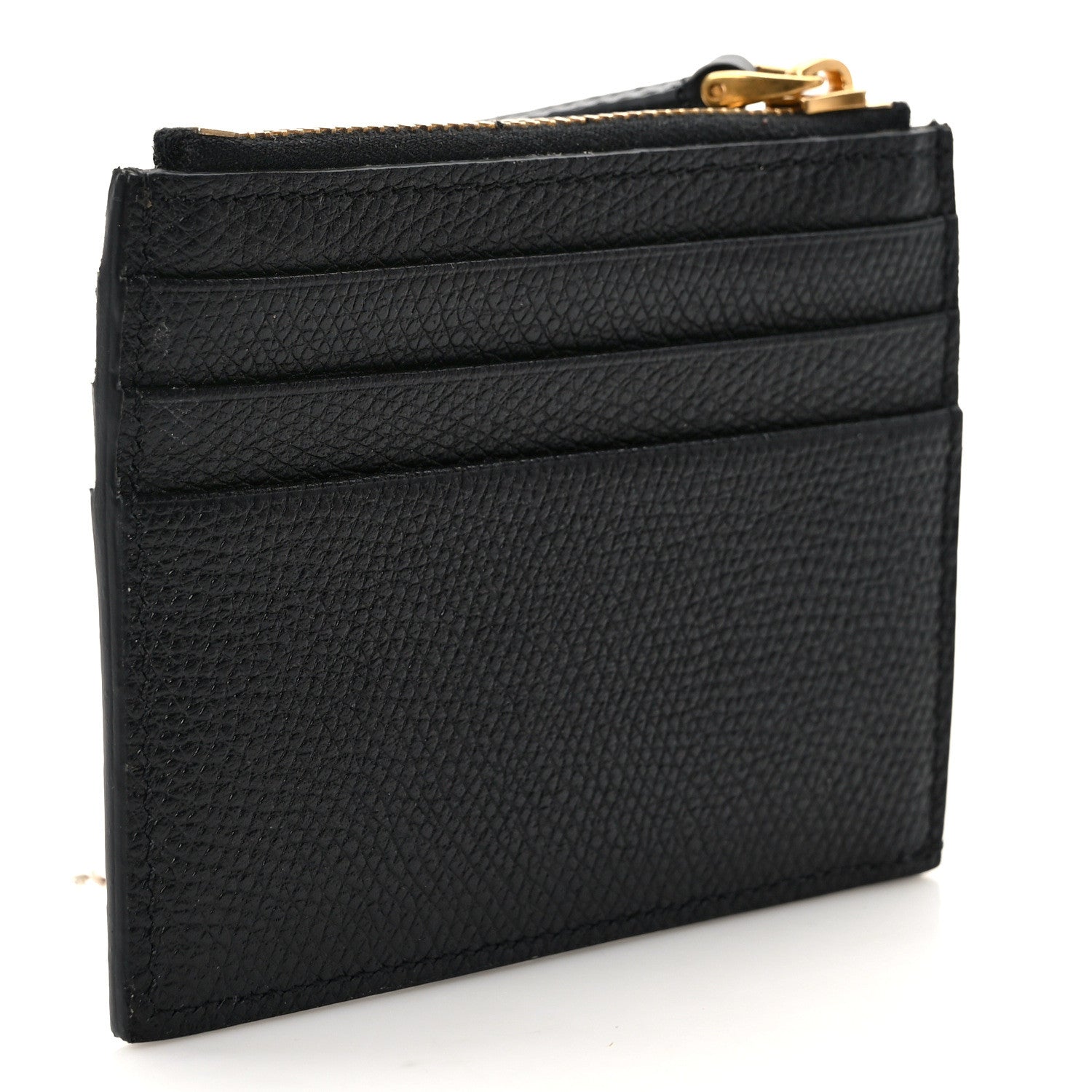 Valentino Garavani Grained Calfskin VLogo Coin Case Card Holder Black 3 of 7