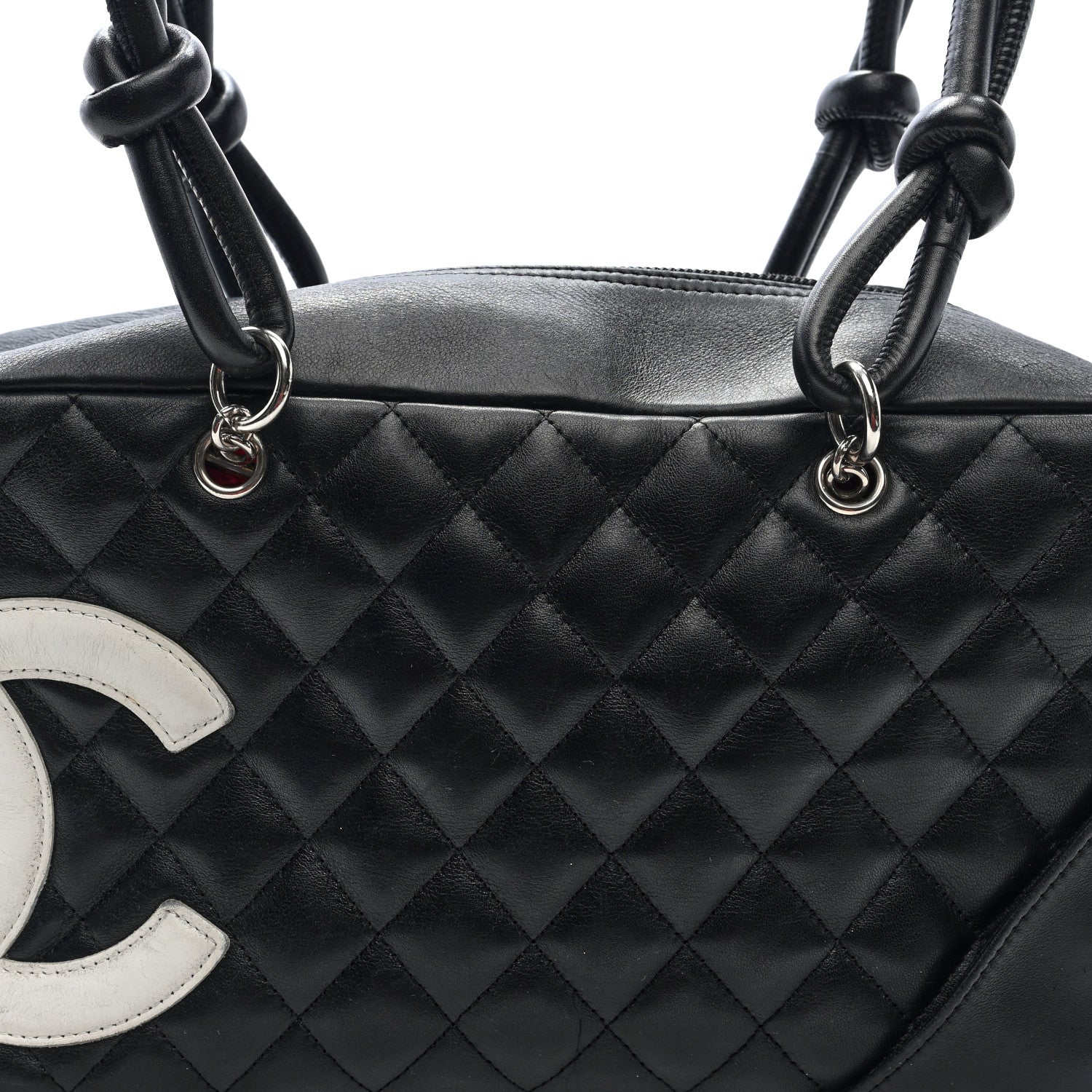 Chanel Calfskin Quilted Large Cambon Bowler Black White 8 of 10