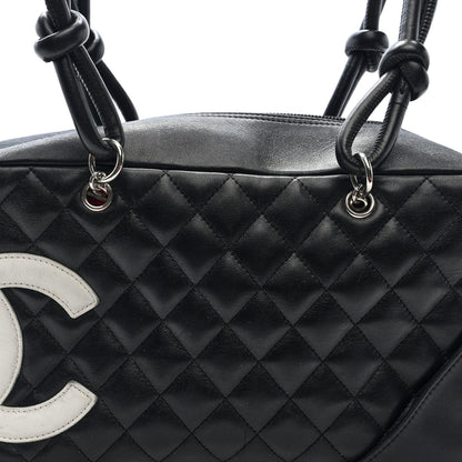 Chanel Calfskin Quilted Large Cambon Bowler Black White 8 of 10