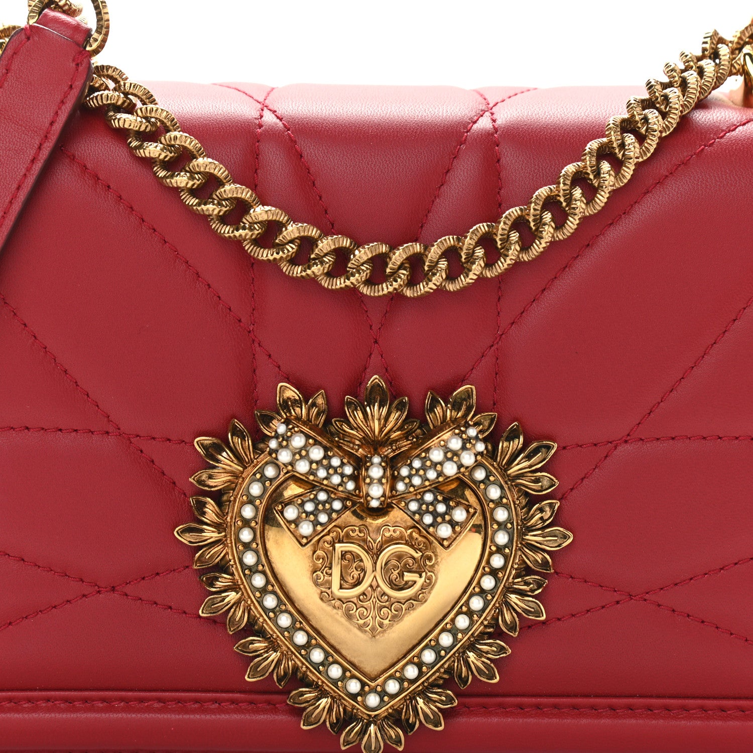 Dolce & Gabbana Calfskin Medium Devotion Crossbody Bag Red 8 of 10