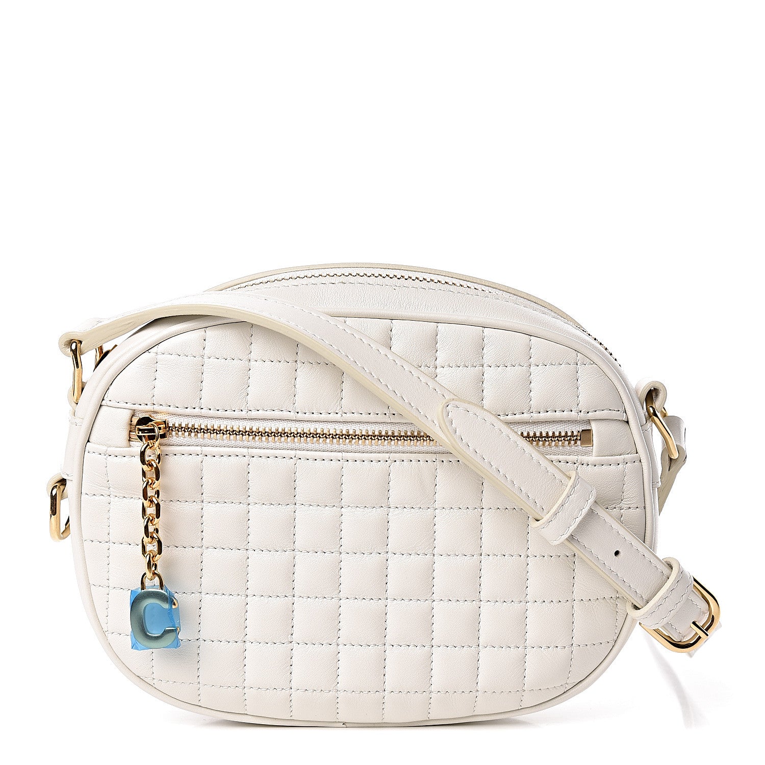 Celine Calfskin Quilted Small C Charm Bag White 1 of 10