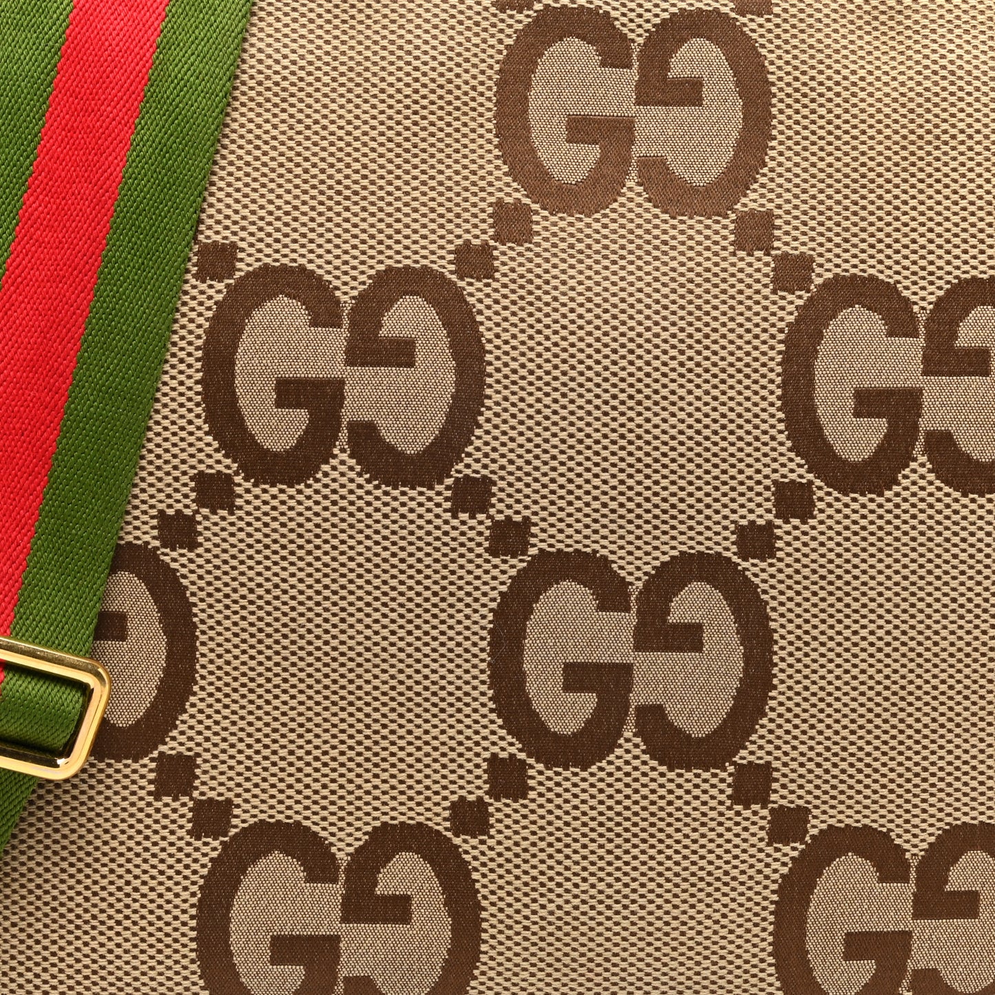 Monogram Jumbo GG Textured Dollar Calfskin Web Wristlet Messenger Bag Camel Ebony New Acero