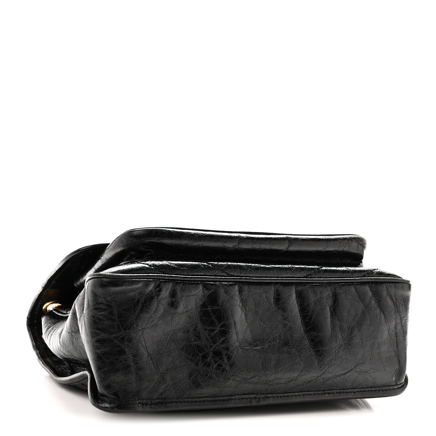 Crinkled Calfskin Matelasse Monogram Medium Niki Chain Satchel Black