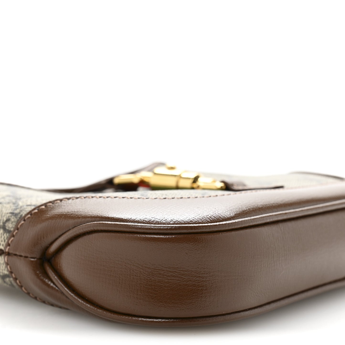 GG Supreme Monogram Azalea Calfskin Web Mini Jackie 1961 Hobo Beige Ebony Brown Sugar