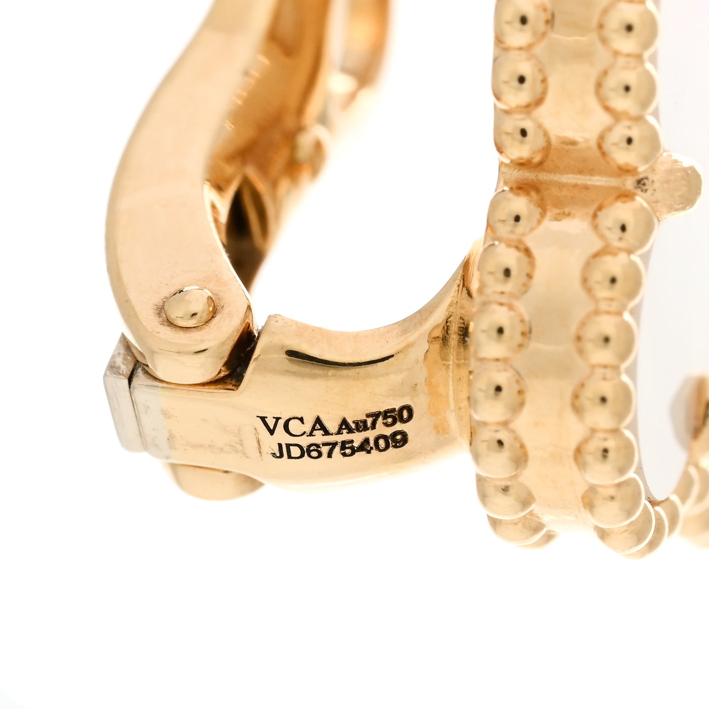 18K Yellow Gold Mother of Pearl Vintage Alhambra Earrings
