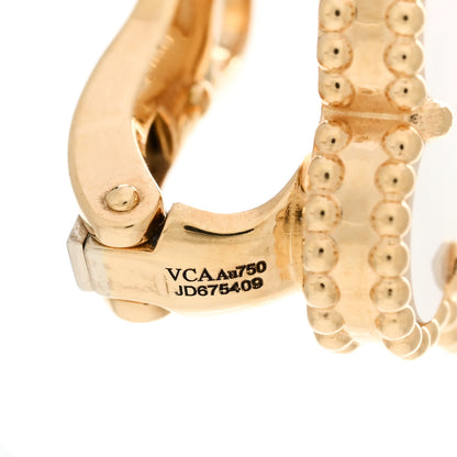 Van Cleef & Arpels 18K Yellow Gold Mother of Pearl Vintage Alhambra Earrings 4 of 5