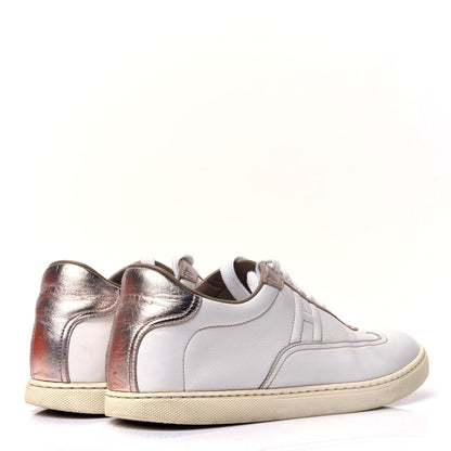 Hermes Swift Nappa Quicker Sneakers 38 Blanc Or Rose 3 of 10