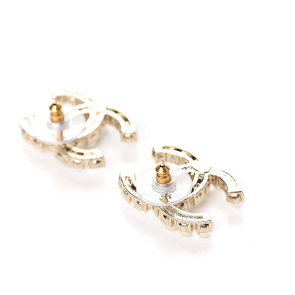 Chanel Crystal Pearl CC Dazzling Domino Earrings Gold 3 of 5