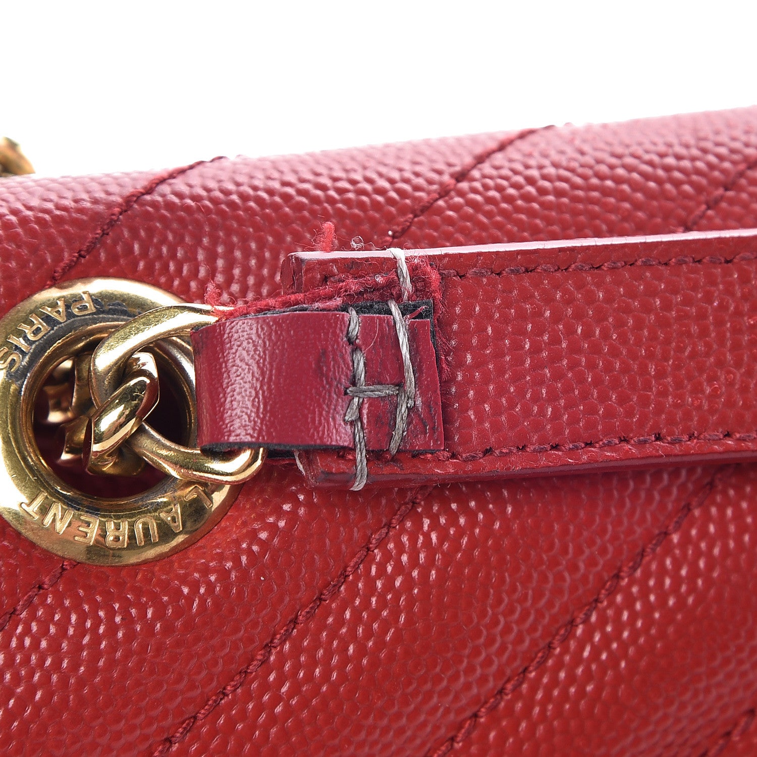 Saint Laurent Grain De Poudre Matelasse Chevron Large Monogram Satchel Lipstick Red 11 of 24