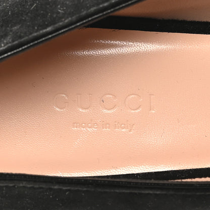 Gucci Kid Scamosciato GG Marmont Fringe 50mm Loafer Pumps 38 Black 8 of 9
