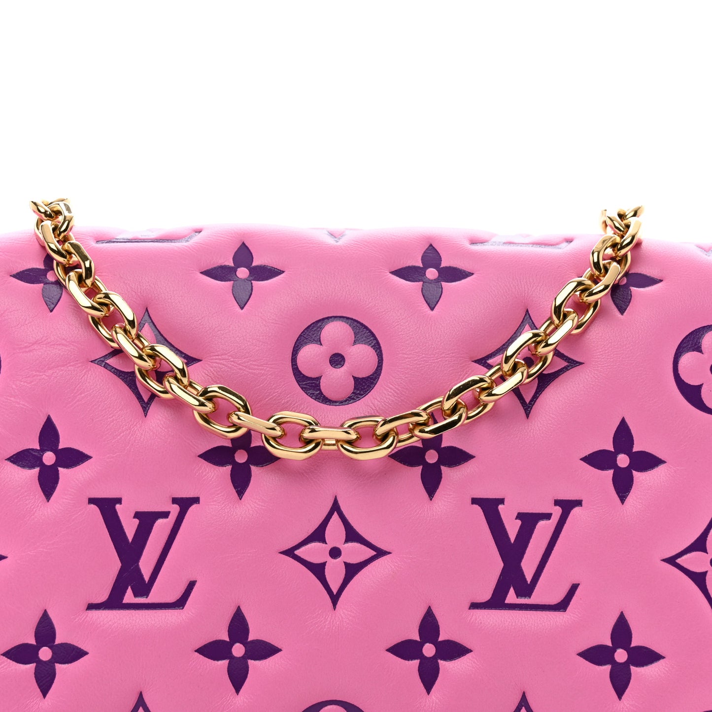 Lambskin Embossed Monogram Vuittamins Pochette Coussin Rose Violet