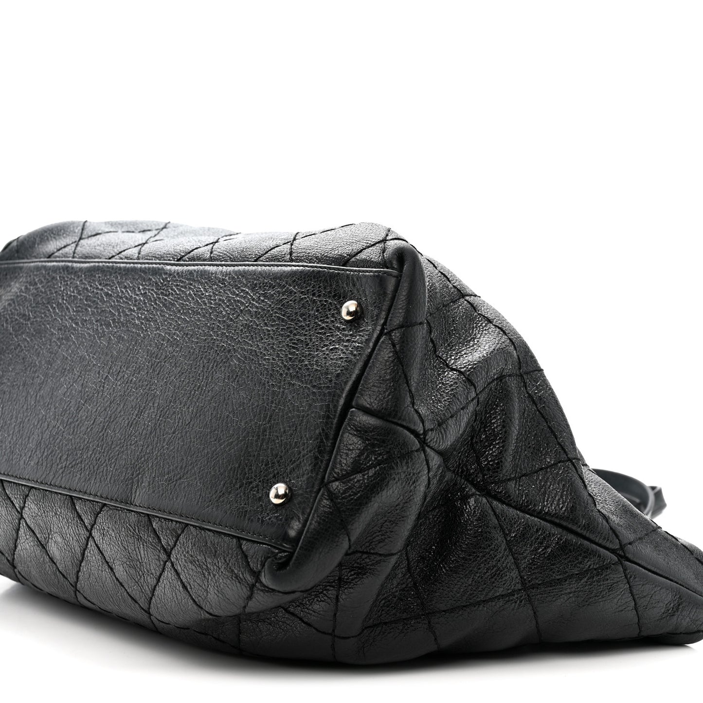 Glazed Calfskin Large On The Road Tote Black