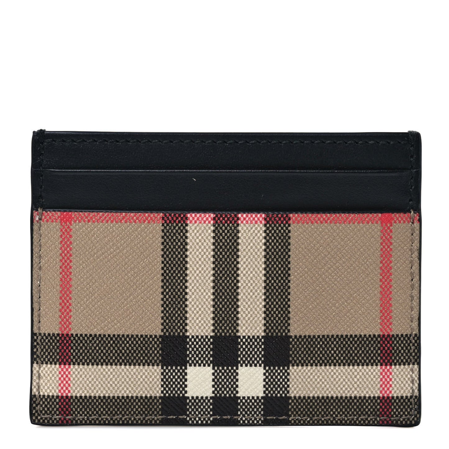 Vintage Check Calfskin Card Case Black