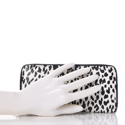 Saint Laurent Calfskin Printed Leopard Classic Letters Zip Around Wallet White 2 of 8