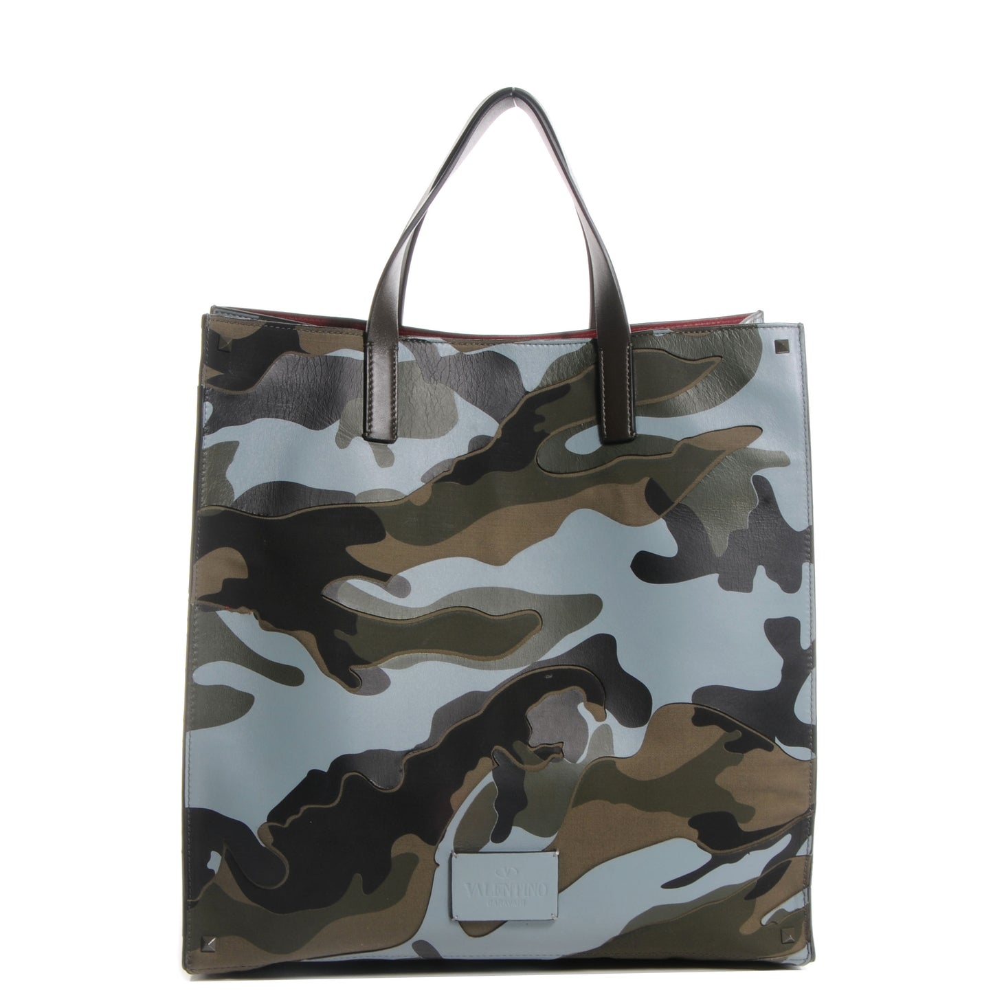 Lambskin Camouflage Vertical Tote Light Blue