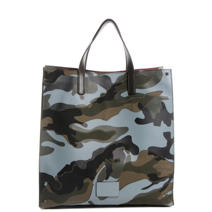 Valentino Garavani Lambskin Camouflage Vertical Tote Light Blue 1 of 8