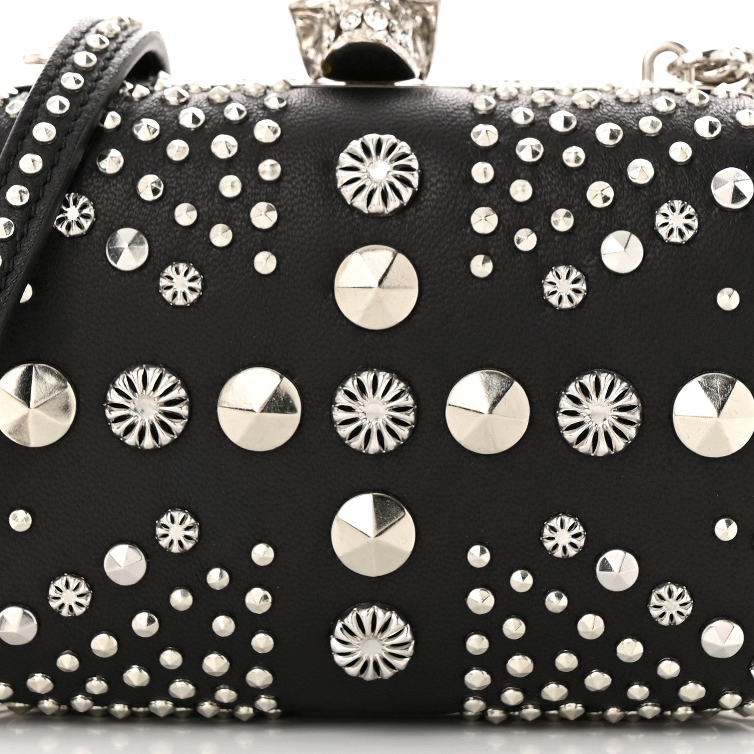 Alexander McQueen Nappa Studded Britannia Skull Box Clutch Black 8 of 10