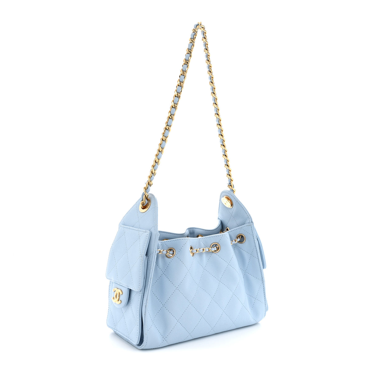 Chanel Caviar Quilted Mini Chanel 25 Handbag Light Blue 3 of 11