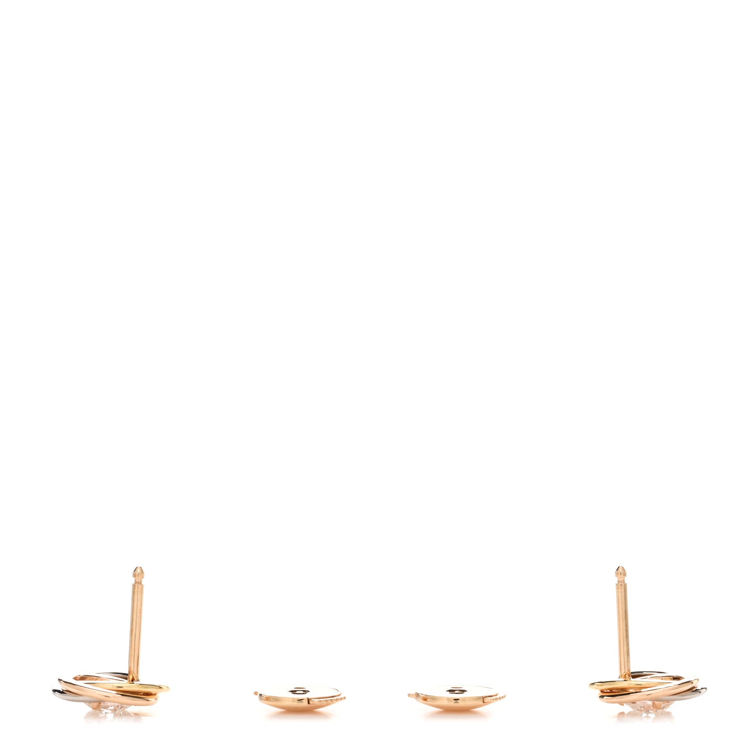 Cartier 18K Pink Yellow White Gold Diamond .36ctw Trinity De Cartier Stud Earrings 3 of 5
