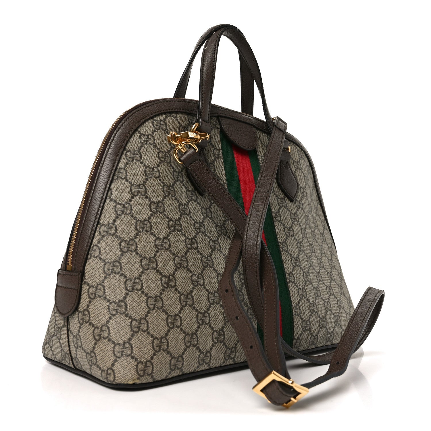 Gucci GG Supreme Monogram Web Medium Ophidia Top Handle Dome Bag Brown 3 of 10