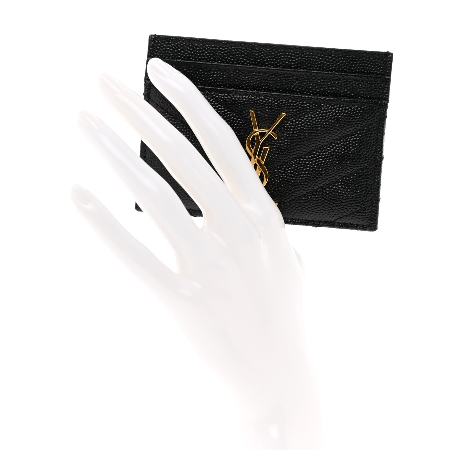 Grain De Poudre Matelasse Chevron Monogram Credit Card Case Black