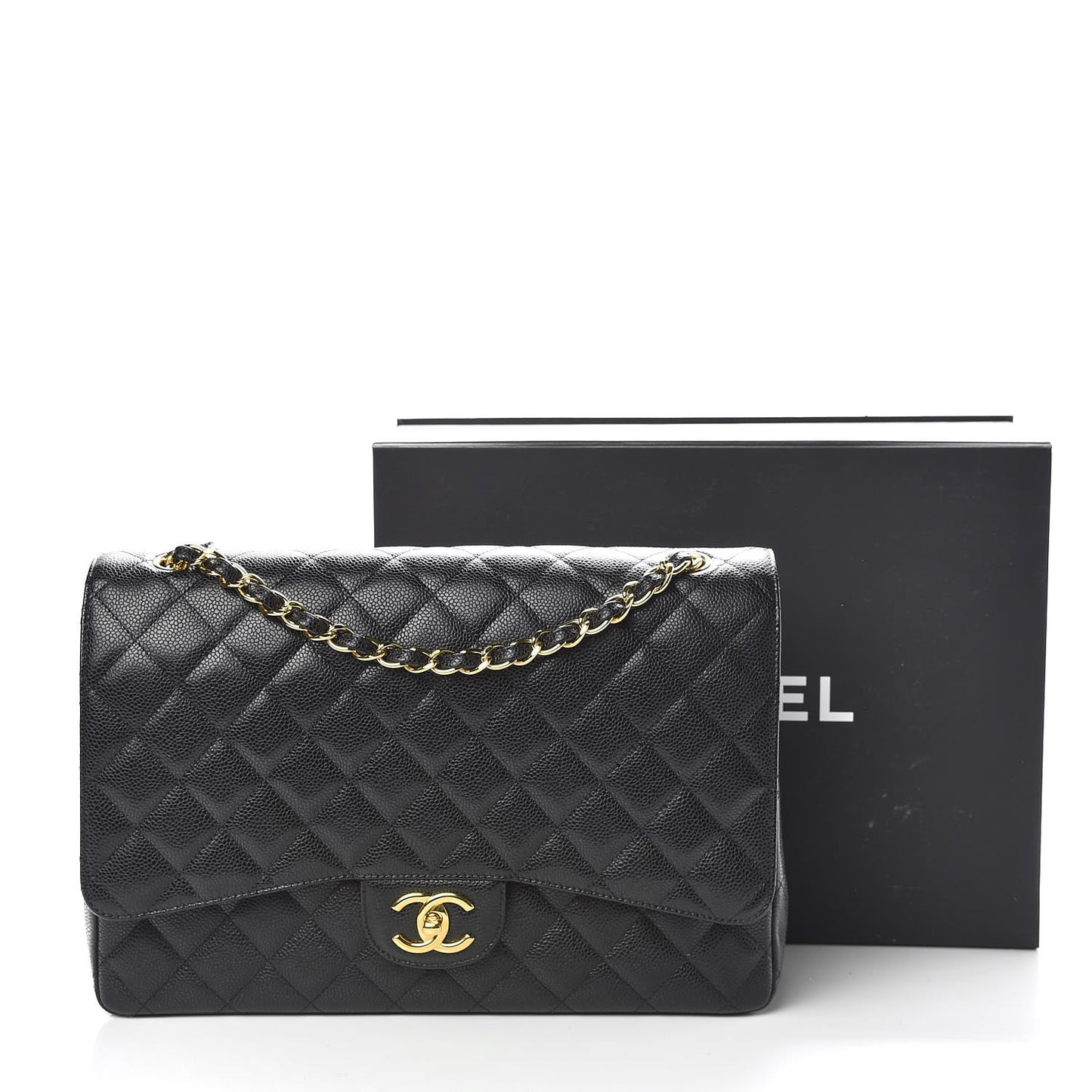 Caviar Quilted Maxi Double Flap Black