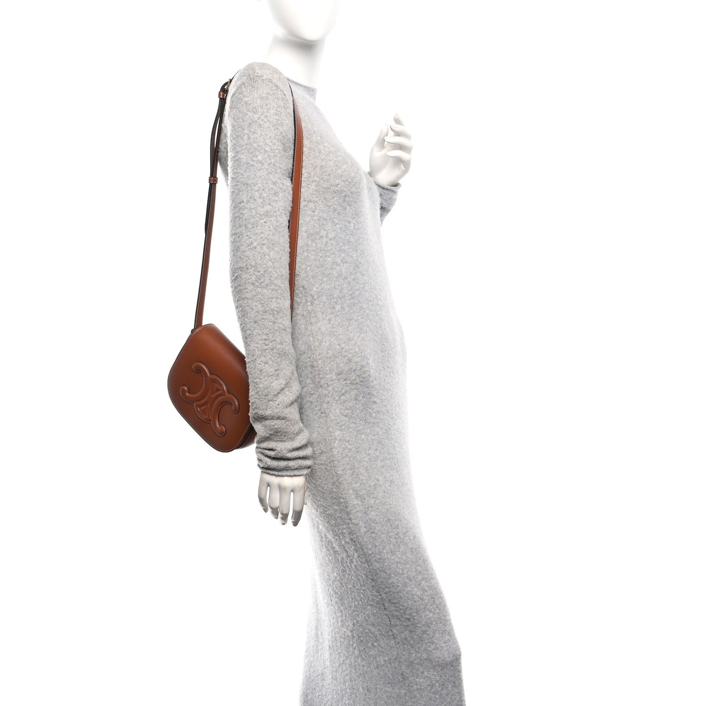 Smooth Calfskin Cuir Triomphe Folco Crossbody Bag Tan