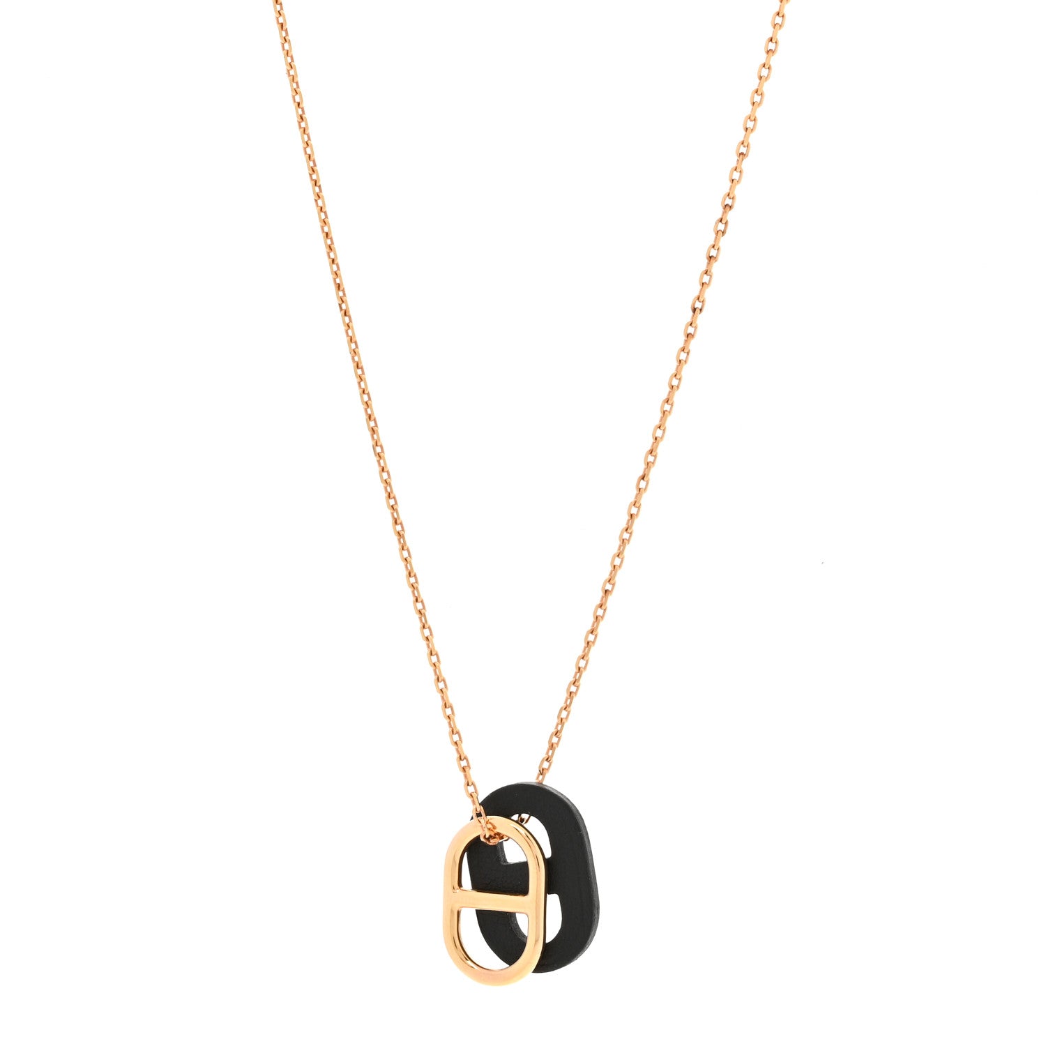 Hermes Swift O'Maillon Pendant Necklace Black 1 of 7