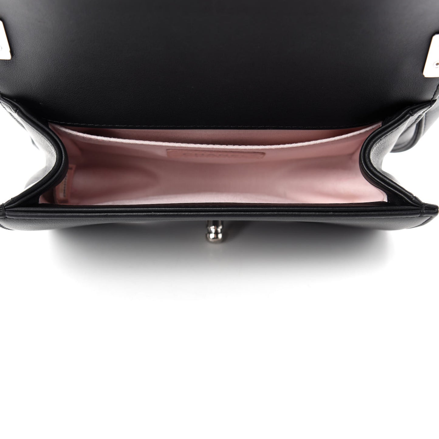 Calfskin Pearl Chevron Small Boy Flap Black