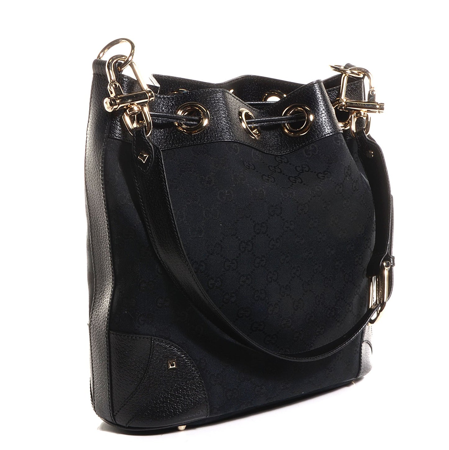 Monogram Drawstring Shoulder Bag Black
